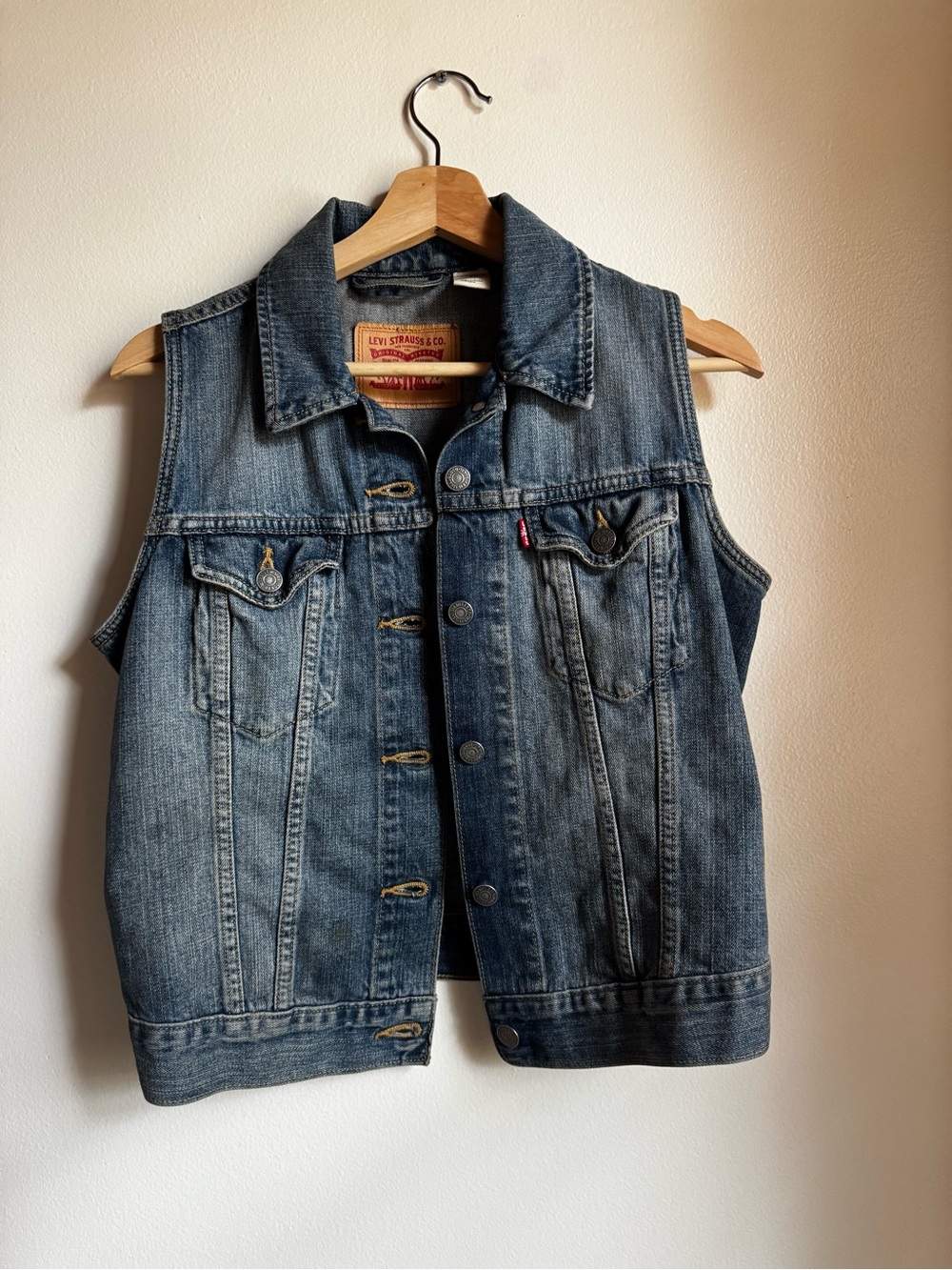 Levi's Classic Blue Denim Vest with Button Front